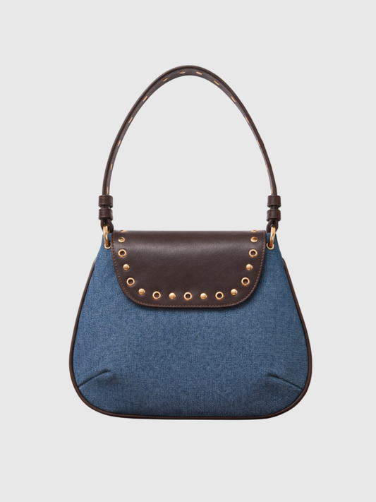 Dew Shoulder Bag - Light Denim and Coffee Brown