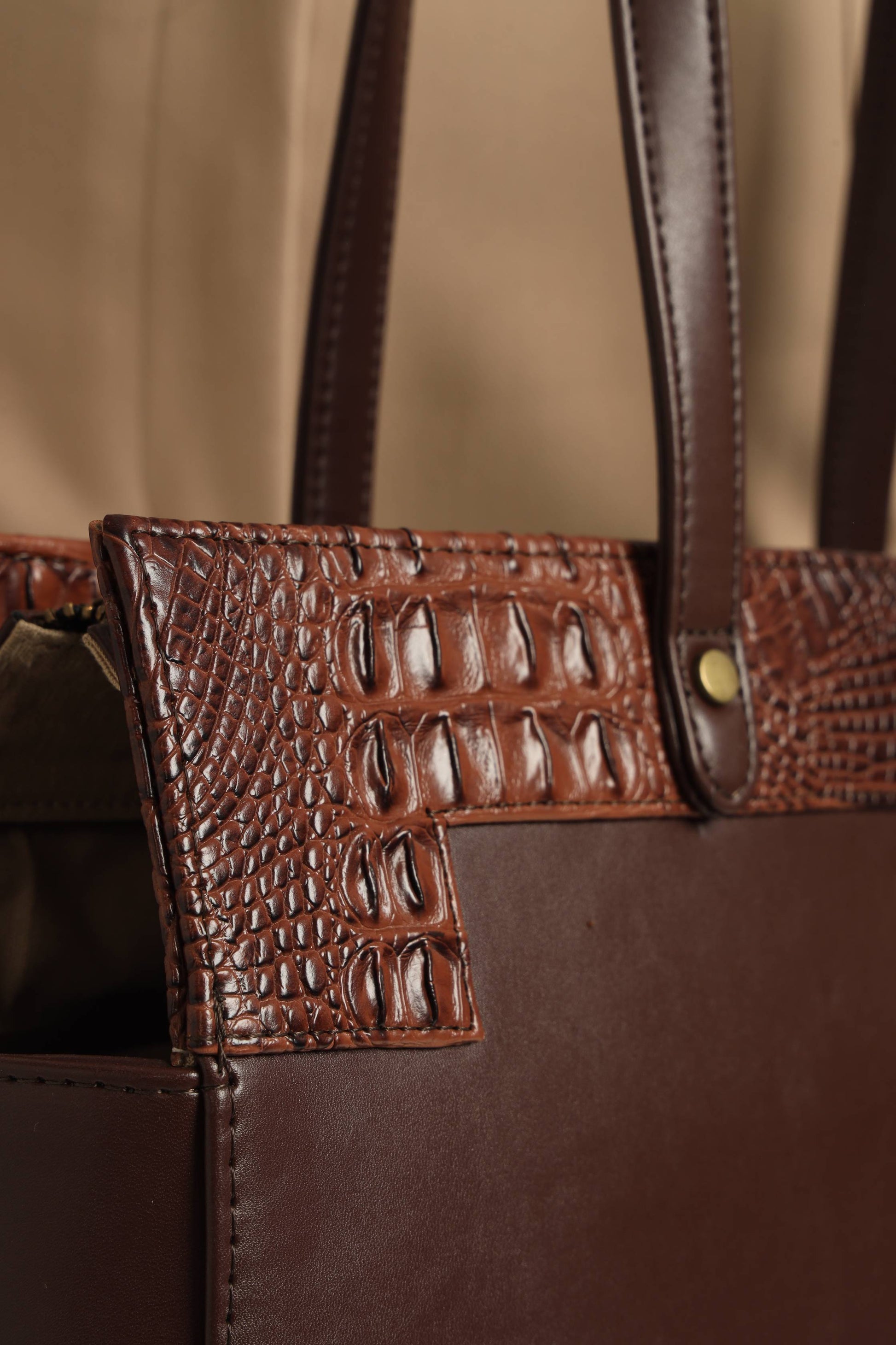Estelle Croco Tote Bag - Coffee Brown