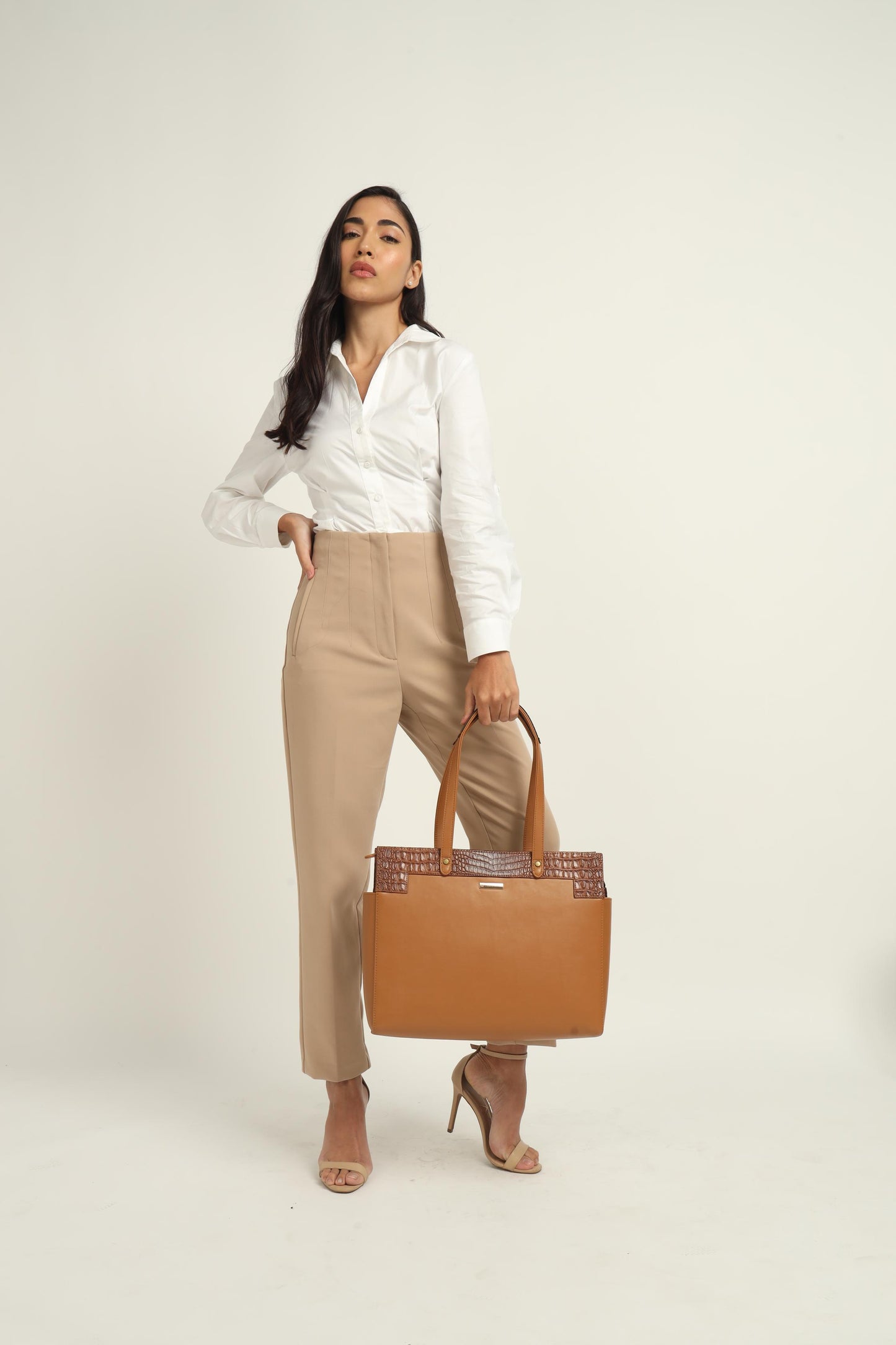 Estelle Croco Tote Bag - Tan