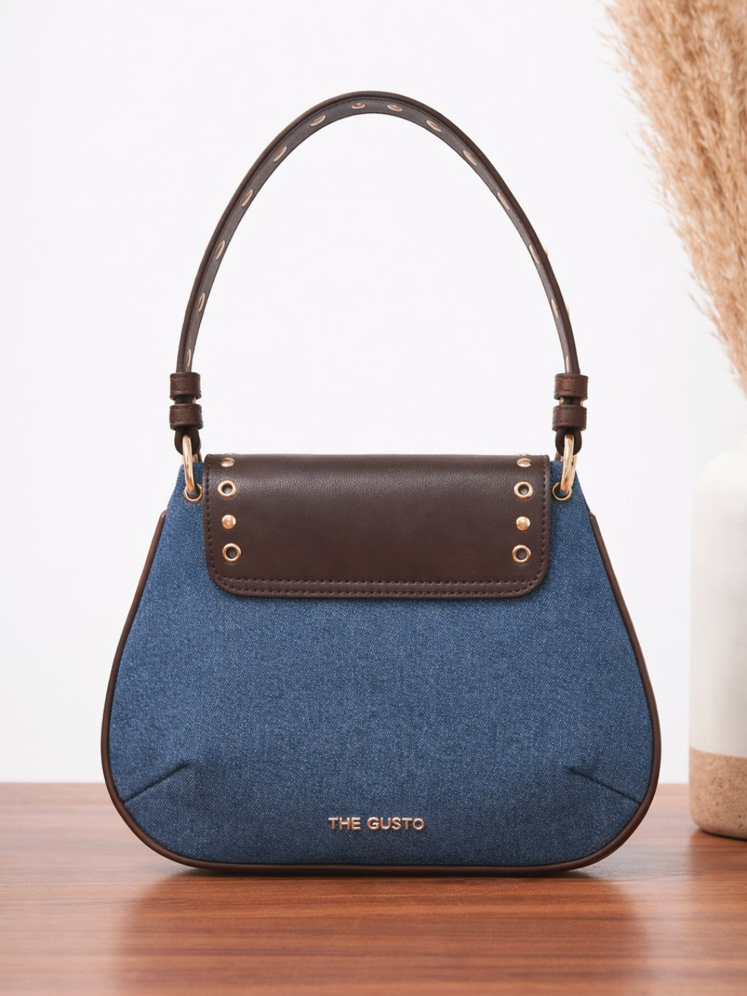 Dew Shoulder Bag - Light Denim and Coffee Brown