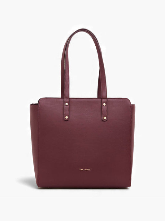 Beyond+ Tote with Zipper Wine (Grained Finish)