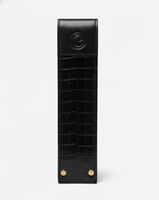 Riveted Stationery Case - Croco Black