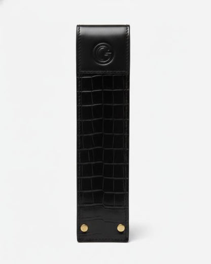 Riveted Stationery Case - Croco Black