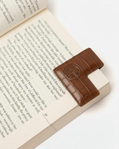 Square Corner Bookmark - Croco Tan
