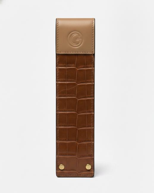 Riveted Stationery Case - Croco Tan