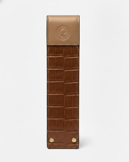 Riveted Stationery Case - Croco Tan