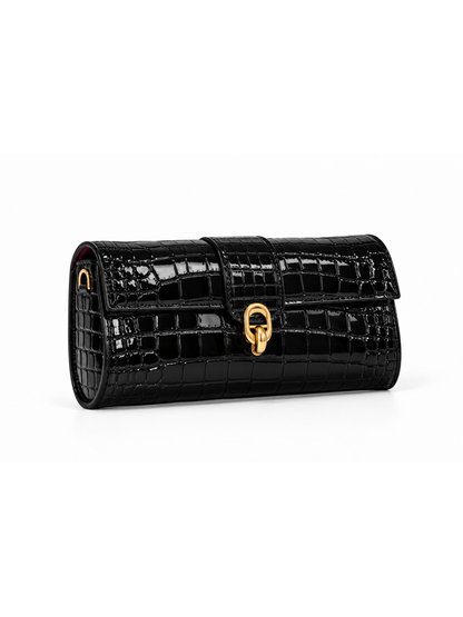 Barrel Clutch/Sling Croco Black