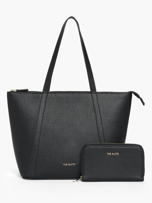 Aza Tote Black + Wallet Black