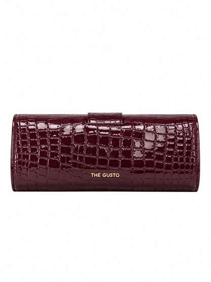 Barrel Clutch/Sling Croco Wine