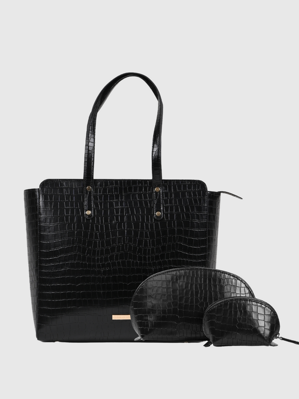 Beyond+ Zippered Croco Tote & Cosmos Croco Pouch Set Combo