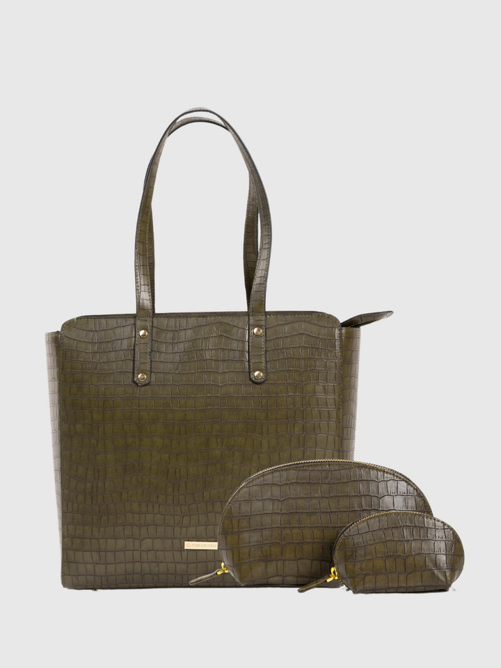 Beyond+ Zippered Croco Tote & Cosmos Croco Pouch Set Combo