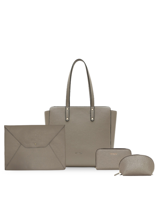 Beyond+ Tote & Grace laptop Sleeve + Wallet + Pouch Combo Clay Grained