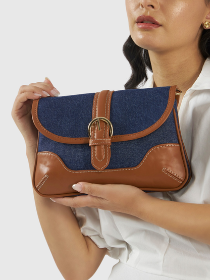 Aura Sling - Dark Denim and Tan
