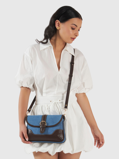 Aura Sling - Light Denim and Coffee Brown