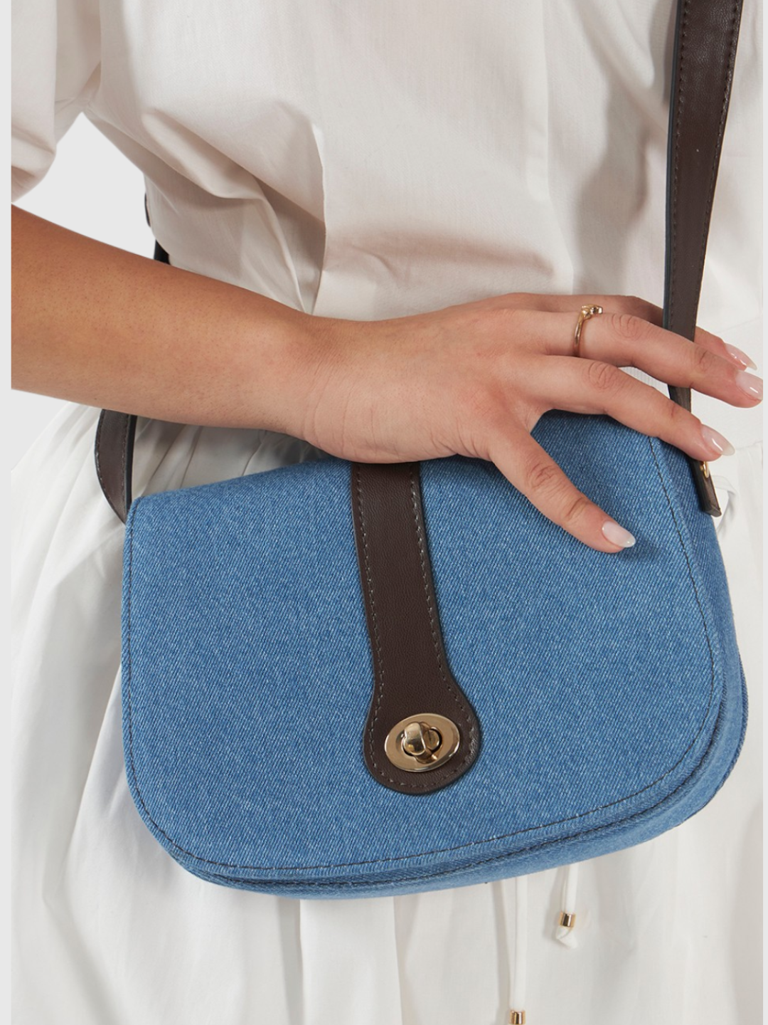 Orbit Sling - Light Denim and Coffee Brown