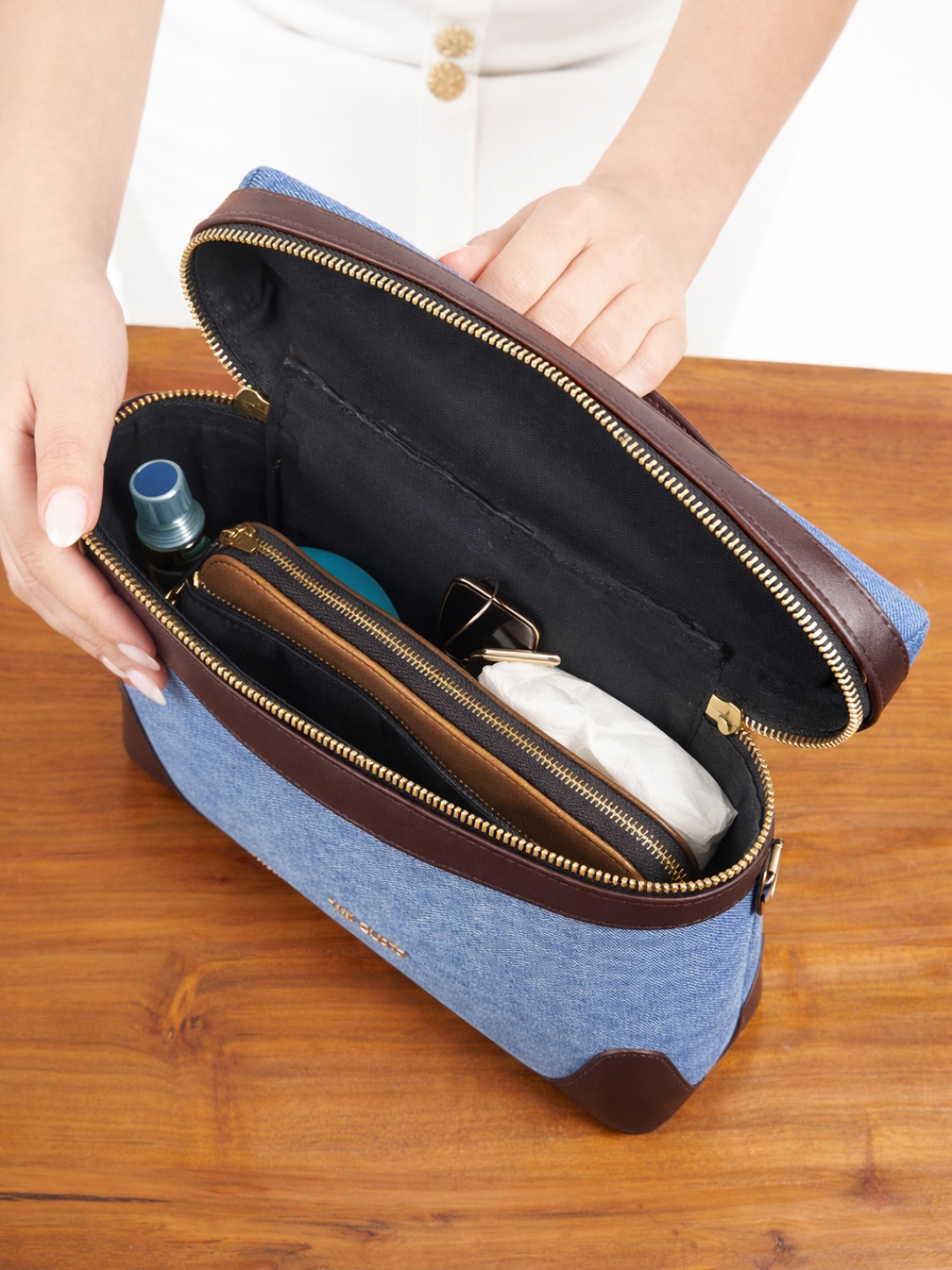 Bento Sling - Light Denim and Coffee Brown