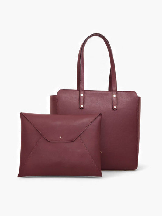 Beyond+ Tote & Grace laptop Sleeve Combo Wine Grained