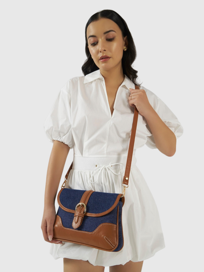 Aura Sling - Dark Denim and Tan