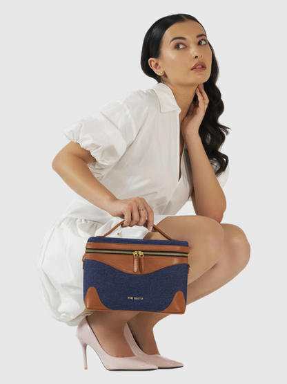 Bento Sling - Dark Denim and Tan