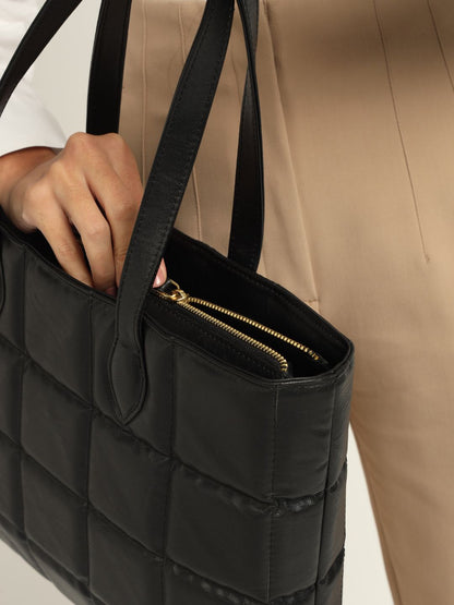 Amara Quilted Tote Black
