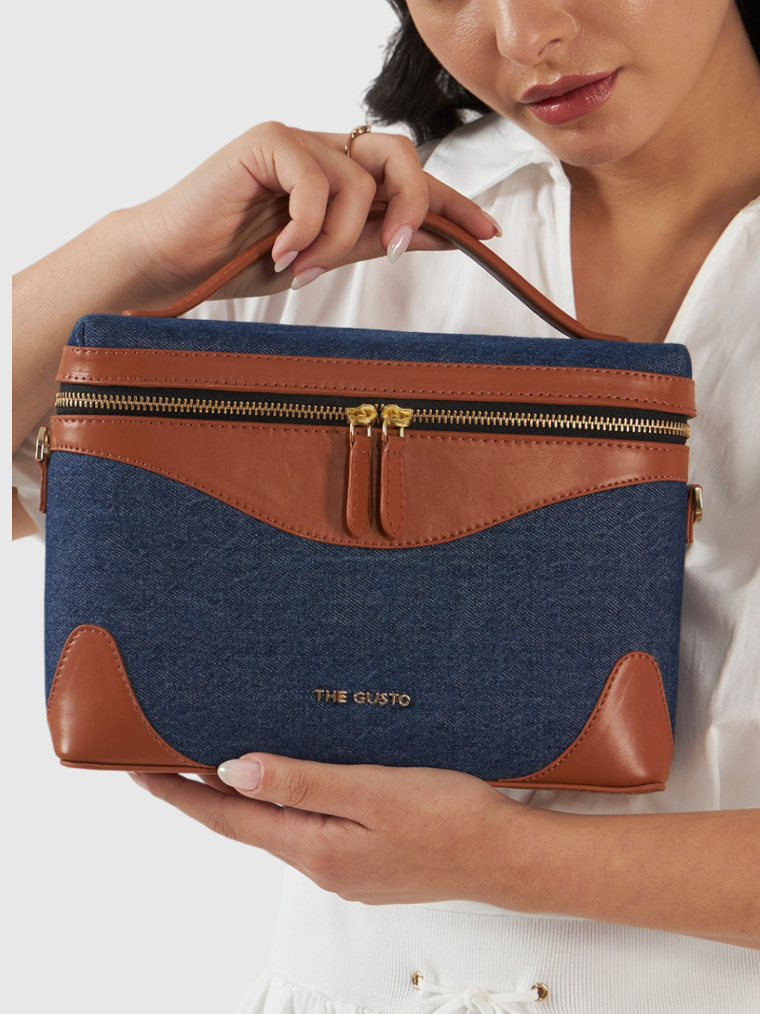 Bento Sling - Dark Denim and Tan