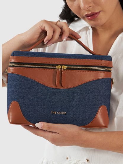 Bento Sling - Dark Denim and Tan