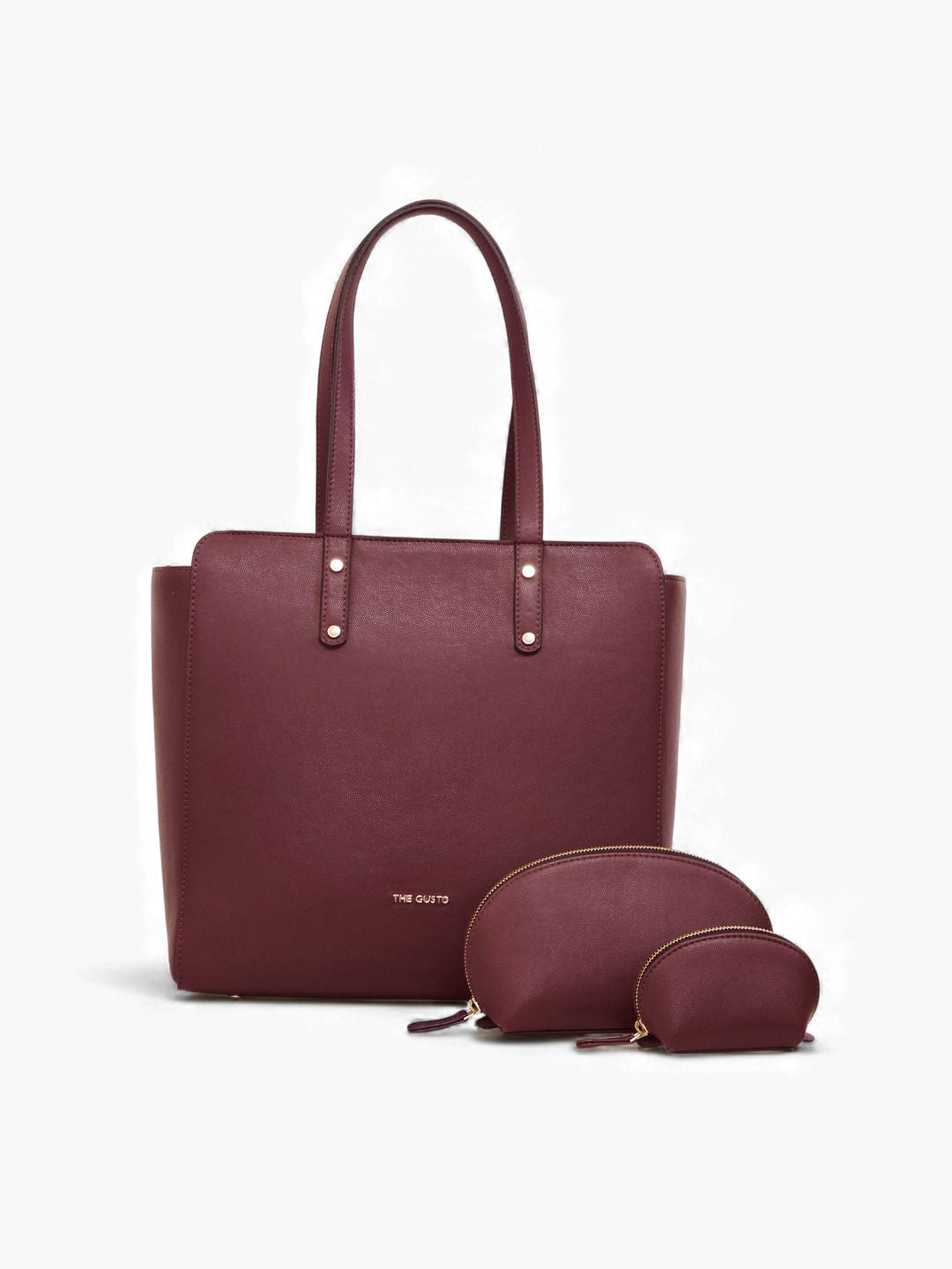 Beyond+ Grained Tote with Zipper Wine + Cosmos Pouch Combo