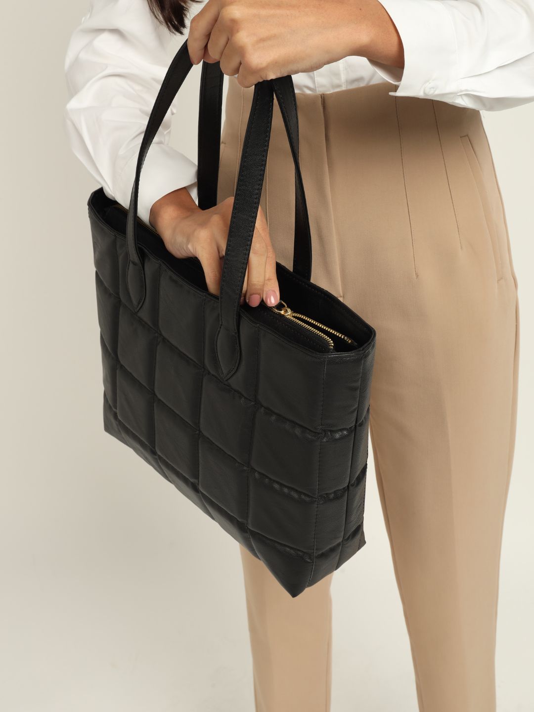 Amara Quilted Tote Black
