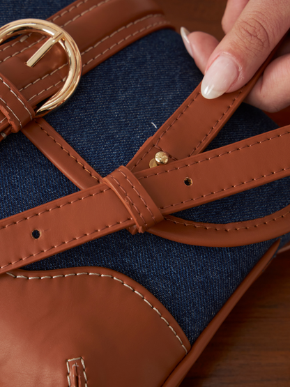 Aura Sling - Dark Denim and Tan