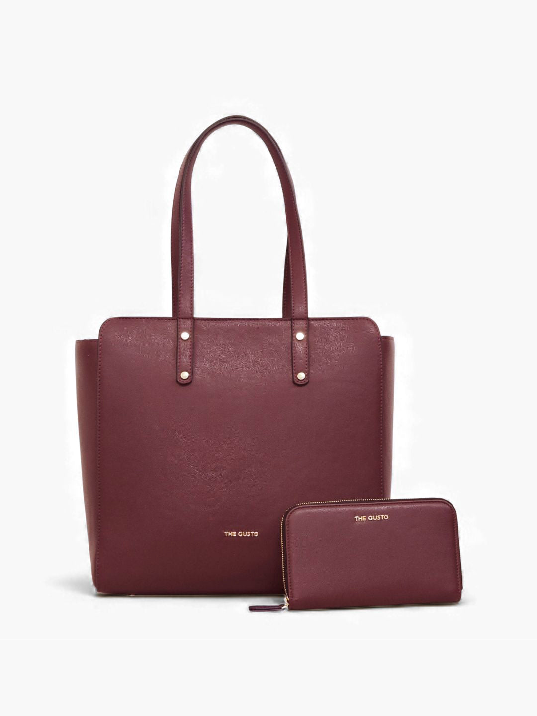 Beyond+ Grained Tote with Zipper Wine + Wallet Combo