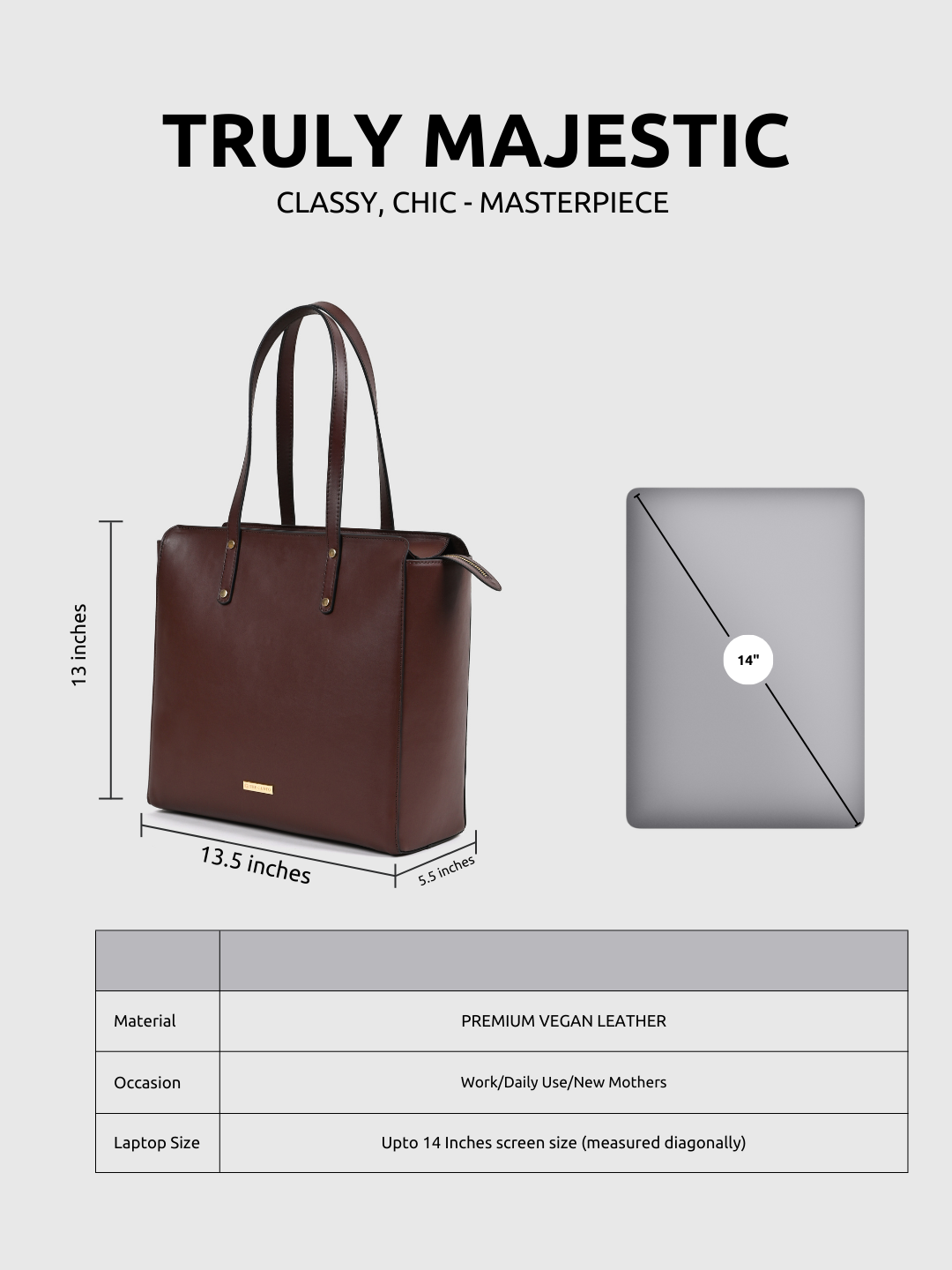 Beyond+ Tote with Zipper Coffee Brown