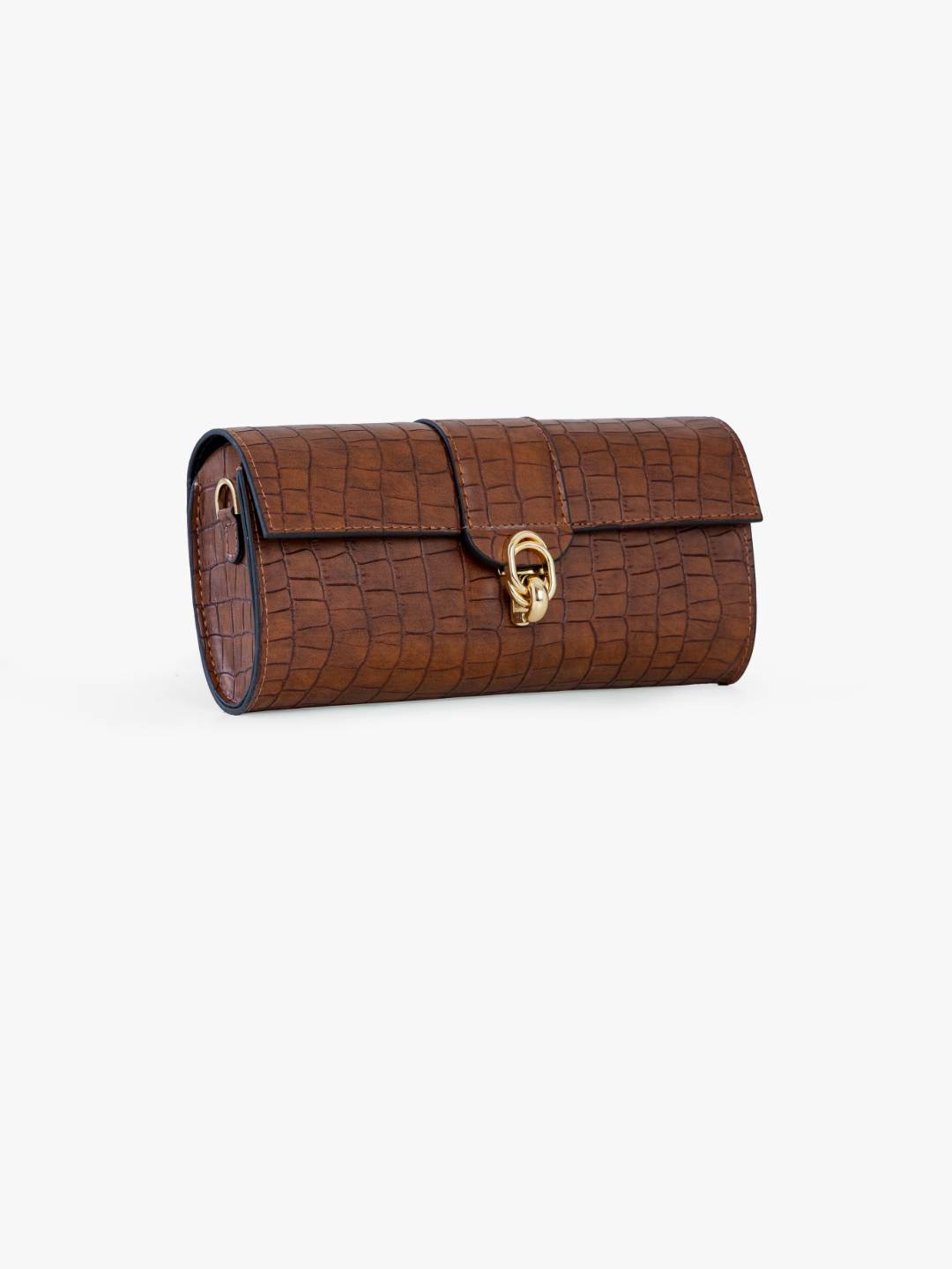 Barrel Clutch/Sling Croco Tan