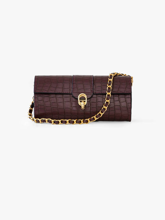 Barrel Clutch/Sling Croco Wine