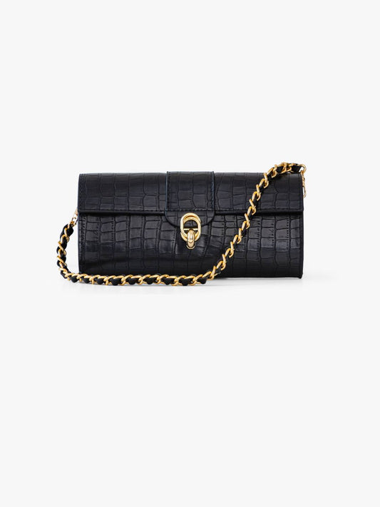 Barrel Clutch/Sling Croco Black