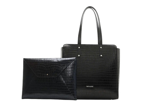 Beyond+ Croco Tote & Grace laptop Sleeve Combo Black