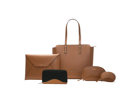 Beyond+ Tote & Grace laptop Sleeve + Wallet + Pouch Combo Tan