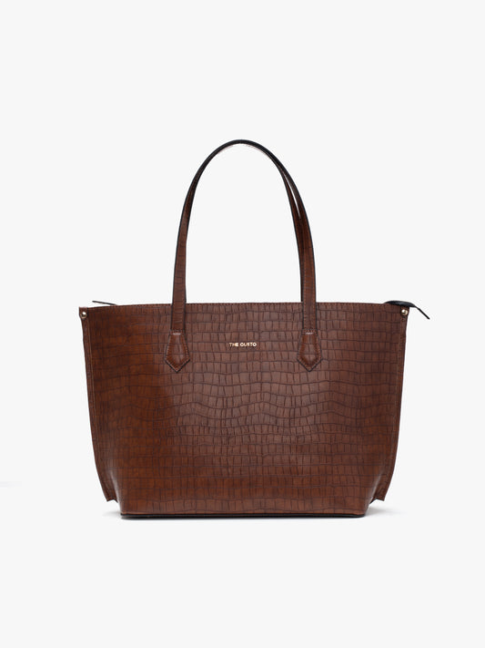 The Evoke Tote Croco Tan