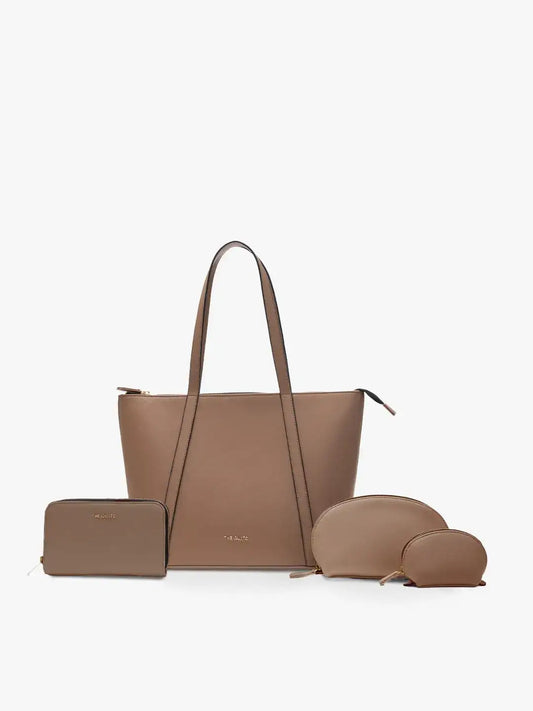 Aza Tote + Cosmos Pouch + Wallet Combo Beige