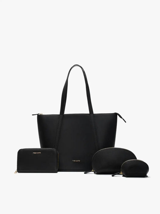 Aza Tote + Cosmos Pouch + Wallet Combo Black