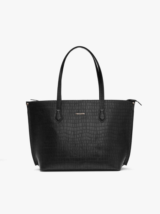 The Evoke Tote Croco Black