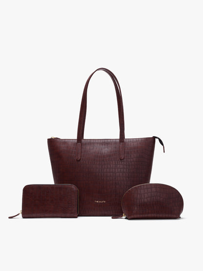 Colossal Tote + Wallet + Cosmos Pouch Combo Wine
