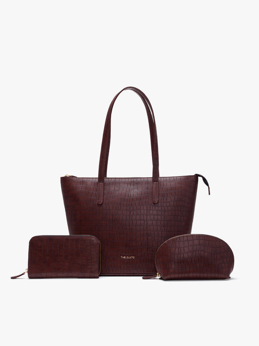 Colossal Tote + Wallet + Cosmos Pouch Combo Wine