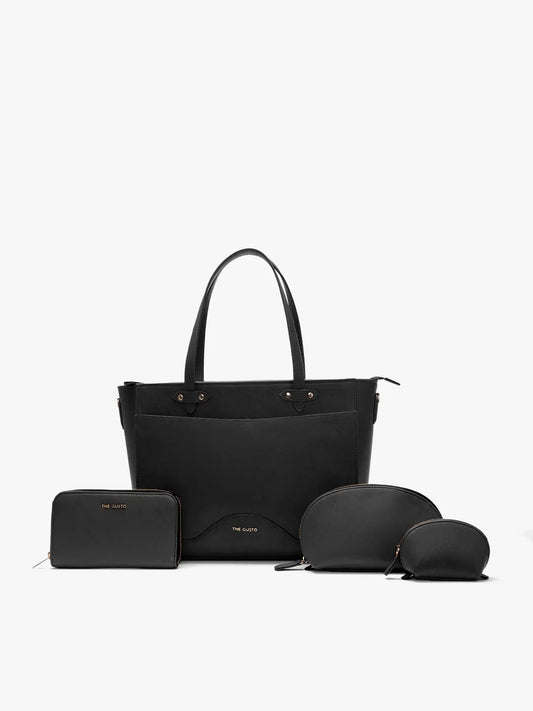 Ardor Tote Black + Wallet + Cosmos Pouch Combo (Grained)