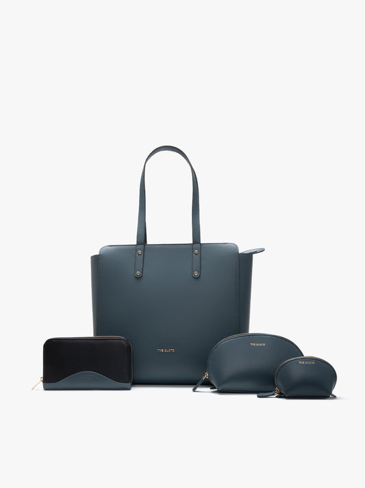 Beyond+ Tote with Zipper Moss Blue + Cosmos Pouch + Wallet Combo