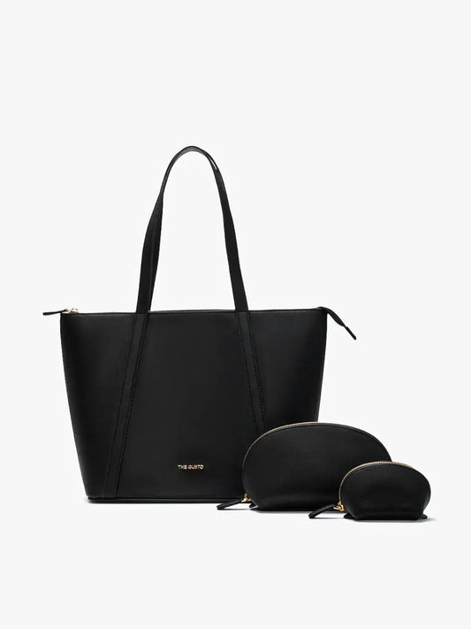 Aza Tote Black & Cosmos Pouch Set Combo Black