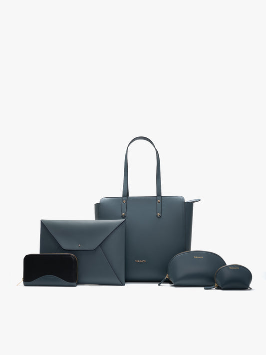 Beyond+ Tote & Grace laptop Sleeve + Wallet + Pouch Combo Moss Blue