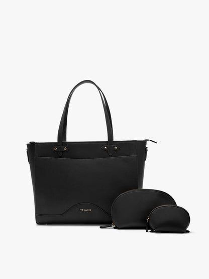 Ardor Tote & Cosmos Pouch Set Combo Black (Grained)