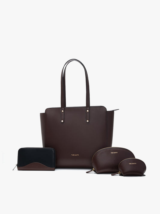 Beyond+ Tote with Zipper Coffee Brown + Cosmos Pouch + Wallet Combo