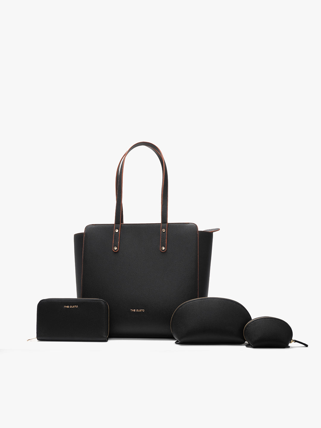 Beyond+ Tote with Zipper  + Cosmos Pouch + Wallet Combo Black Grained