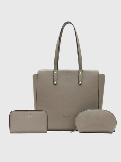 Beyond+ Tote with Zipper  + Cosmos Pouch + Wallet Combo Clay Grained
